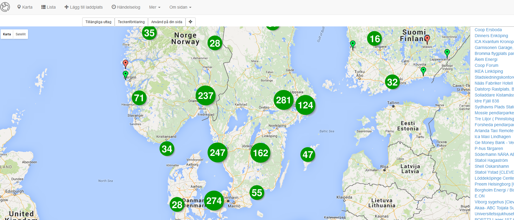 Laddplatser via uppladdning.nu