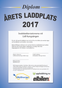 Lidl Kungsängen är vann kategorin Årets Laddplats 2017.