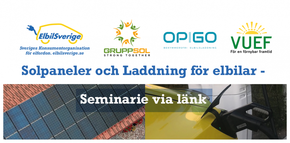 Solpaneler och Laddning för elbilar - Seminarie via länk