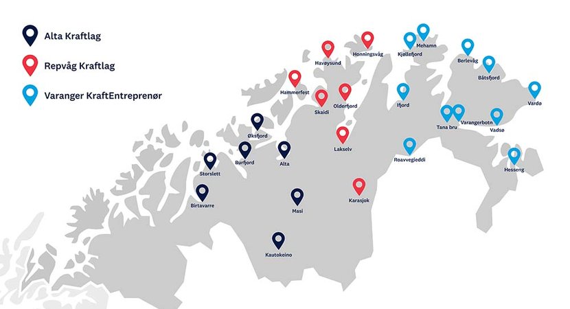 Laddkarta över nordligaste Norge