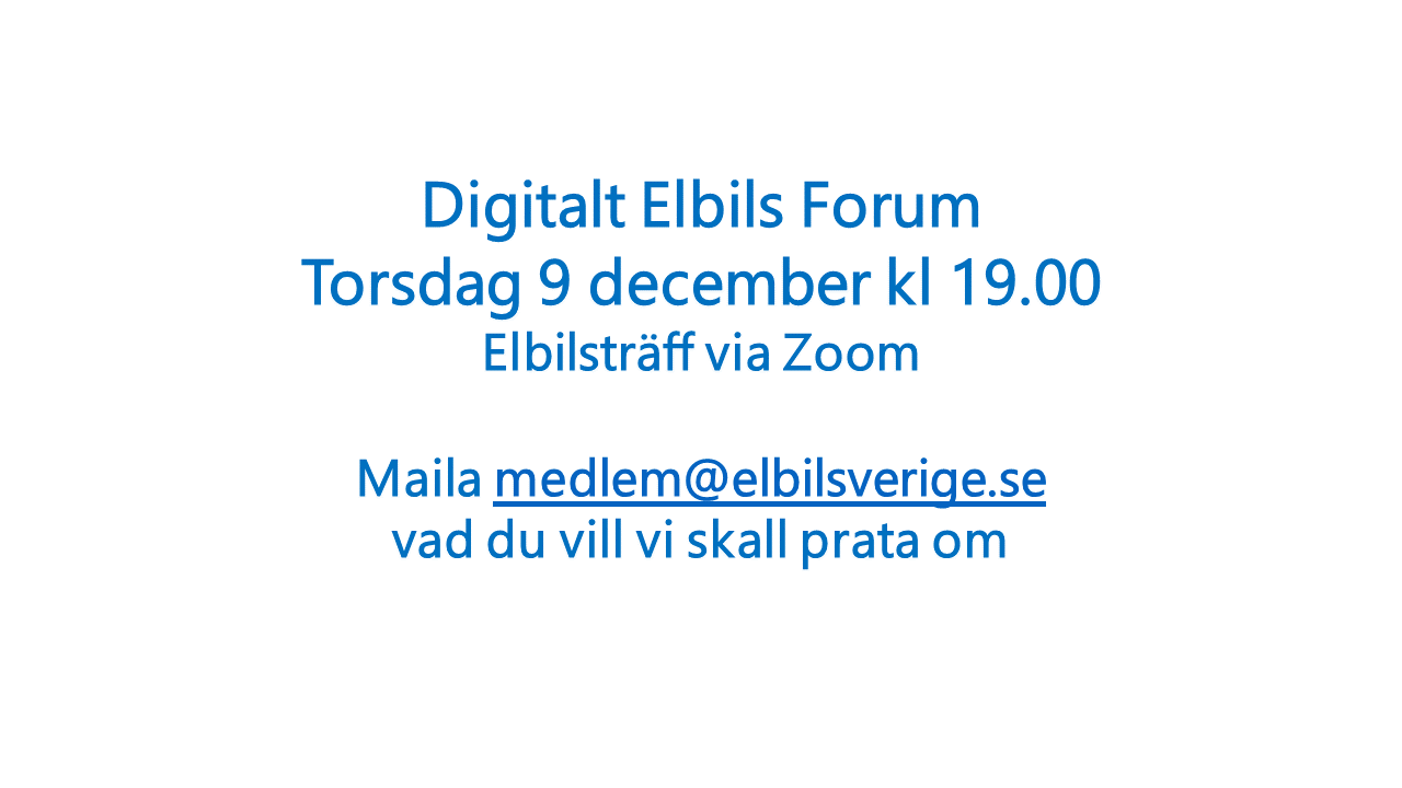 DigitaltElbilsForum 9 dec kl 19.00-20.00