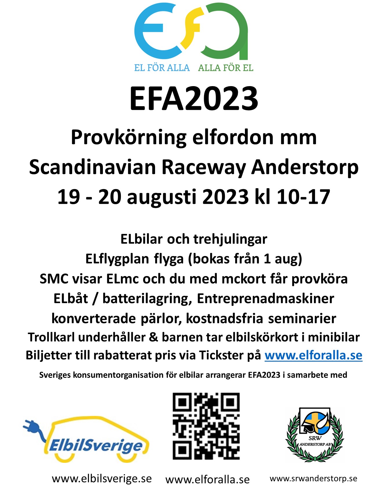 EFA2023 – EL för alla – Anderstorp 19-20 aug kl 10-17